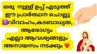 ഒരു നുള്ള് ഉപ്പ് എടുത്ത് ഈ പ്രാർത്ഥന ചൊല്ലു ✝️വിവാഹം, കടബാധ്യത, ആരോഗ്യം എല്ലാ പ്രാർത്ഥനകളും നടക്കും 