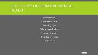 Mental Health Training: Elderly Mental Health, Substance Abuse and Farm Stress
