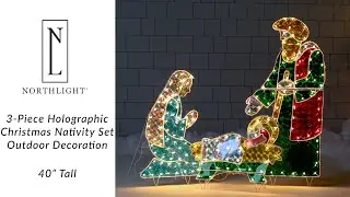 3-Piece Holographic Christmas Nativity Set Outdoor Decoration | Northlight RP90962 | Northlight