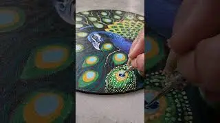 Stunning Peacock Dot Painting | Mandala Art | #shortsfeed #shortvideo #art #dotart #mandalaart