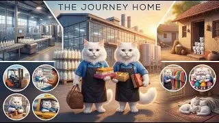 Two White Cats' Emotional Journey: From Factory Work to Village Reunion with Kittens 🐱❤️