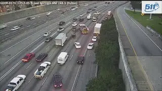 Several lanes closed on I-75/85 near North Avenue in Fulton County