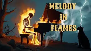 Haunting Flames &ndash; Skeleton Plays Piano and Violin in Darkness