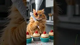 cat making cupcakes #cat #funny #cooking #cute #cupcake