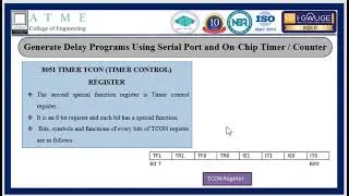 7_generate delay Programs using serial port and on Chip timer/counter