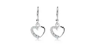 Jewellery - Dangling earrings made of silver 925 - heart, zircons, central attachment