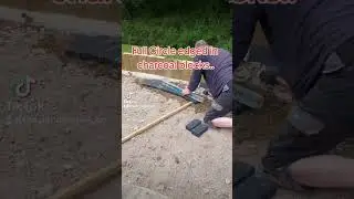 How to edge a circle in charcoal blocks #landscaping #garden #home