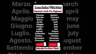 learn Italian Language - Month Name in italian -learn italian with mani #shorts #language #iatalian
