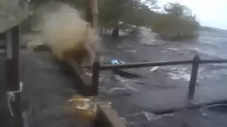 Waves pounding the wall Lake Harney Flooding From Hurricane Irma wave runup on a vertical seawall