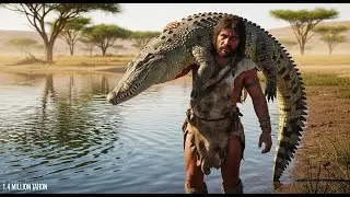 Prehistoric Human vs Giant Crocodile | Epic Survival Story 1.4 Million Years Ago
