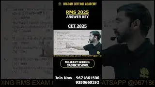 RMS 2025 Answer Key 🔥 | CET 2025 Full Solution | Military & Sainik School Prep #RMS2025 #CET2025