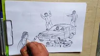 Sadaka Surakshya Jibana Rakshya Drawing//Road Accident Drawing Simple #dinaart