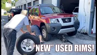 Swapping my stock Xterra wheels for stock Pathfinder wheels!