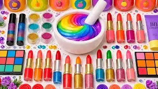 Satisfying Slime ASMR DIY | How To Make Creamy Slime Mixing Makeup Cosmetics Glitters Lipsticks