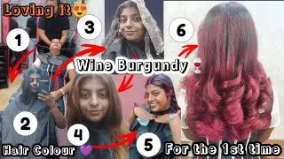 💇&zwj;♀️✨ Wine Burgundy Hair Color ❤️ | Durga Puja 2025 Special 💃🔥#Transformation #haircolor #lateupload
