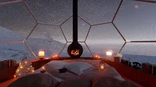 Атмосфера антарктического отеля / Уютные звуки камина / Красивая снежная зима