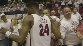 Brandon Miller, Alabama players celebrate thrilling win over Arkansas.
