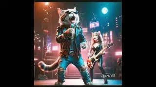 Headbanging Cat: Furry Rockstar Unleashed! #cat #funny #music #dance #guitar #stageshow #buliya