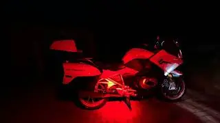 Bike at night red light blue lights only at 50% brightness.