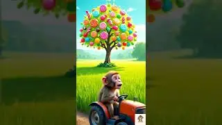 Monkey Drives Tractor 🚜🐵 | Candy Tree & UFO Adventure 👽🍭 | #funnymonkey #monkey #kidsshorts #shorts