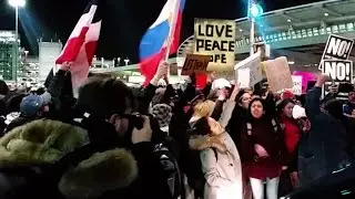 Protest at JFK Airport over Trump Muslim ban - Live footage