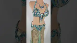 Stunning Blue with Gold Belly Dance Costume