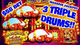 😱We Hit 3 TRIPLE Drums on Dancing Drum Slot... MASSIVE Jackpot...😲