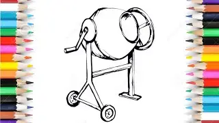 How to Draw Concrete Mixer for kids#drawing