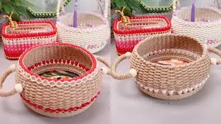 DIY Using Jute Rope Hand Woven Storage Basket | Hemp Rope To Making Basket Tutorial