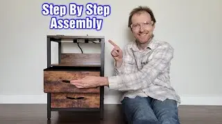 Yoobure Nightstand With Charging Station, LED Lights, & Fabric Drawers &ndash; Step By Step Setup/Assembly
