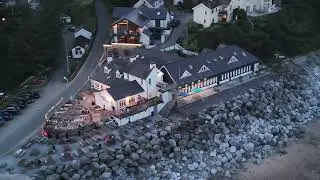 Amazing evening sunset over the Wisemans Bridge arms near Saundersfoot in West Wales