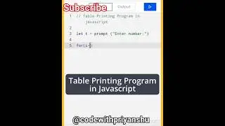 javascript : table Printing Program in javascript | #shortsvideo #javascipt #coding  #youtubeshorts