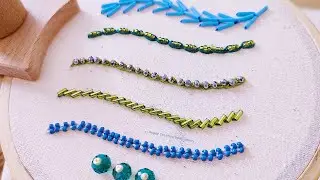 Embroidery for Beginners / 6 Basic Hand Embroidery Stitches with Beads / Super Creative Embroidery