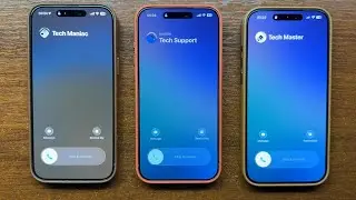 Сравнение iPhone 16PM Desert Titanium, iPhone 17PM Cosmic Orange и 17PM Deep Blue: входящие звонк...