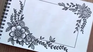 Easy and Simple Border Design for Project | Easy corner Flower Drawing Tutorial For Beginners Simple