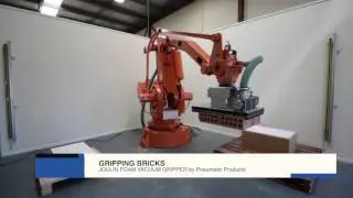 Picking up bricks with the Joulin Foam Vacuum Gripper by Pneumatic Products