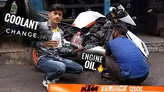 KTM Rc125 bs4 service cost 😲 | Change Coolant Engine Oil Air Filter | Ak super vlogger