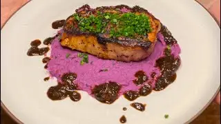 BLACK GARLIC CHILI & CITRUS MARINATED PORK CHOP WITH MASHED SWEET POTATO