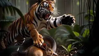 Tiger cub and Rabbit Friendship 