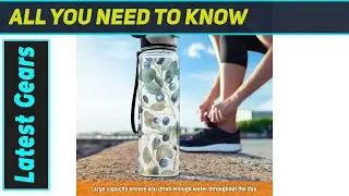 Бутылка для воды с рисунком эвкалипта, выполненным в акварельной технике: пейте достаточно воды с...