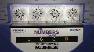 Midday Numbers Game Drawing: Monday, April 2, 2018