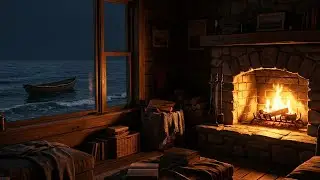Seaside Sleep: Warm Beachfront Fireplace & Midnight Ocean Waves