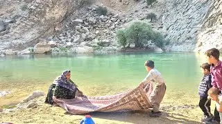Hard Life of a Single Mother with 4 Kids by the Wild Khorsan River in Zagros Mountains