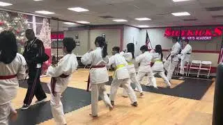 Grandmaster Orange working with the kids in class