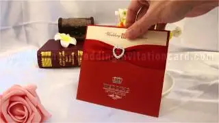 Traditional chinese style embossed technical wedding invitation card