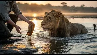 Man uses shirt to save lion from drowning &mdash; the lioness&rsquo;s reaction afterwards is shocking