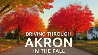 Driving Though Akron, Ohio in the Fall: Historic Landmarks with Beautiful Foliage in 4K
