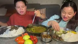 भिन्डी र आलुमा झोल,खाना गजपले खाईयो  आह सारै मिथो,chicken fry