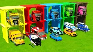 TRANSPORTING ALL POLICE CARS and AMBULANCE EMERGENCY VEHICLES WITH MERCEDES POLICE TRUCKS ! FS25
