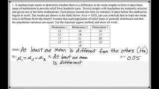 Math 209 : 13.3 #1 (Statistics Tutorial : Hypothesis Testing With 3 Or More Means, ANOVA)